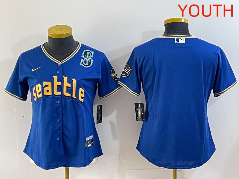 Youth 2025 Seattle Mariners Blank Blue City Edition Nike MLB Jersey style 3